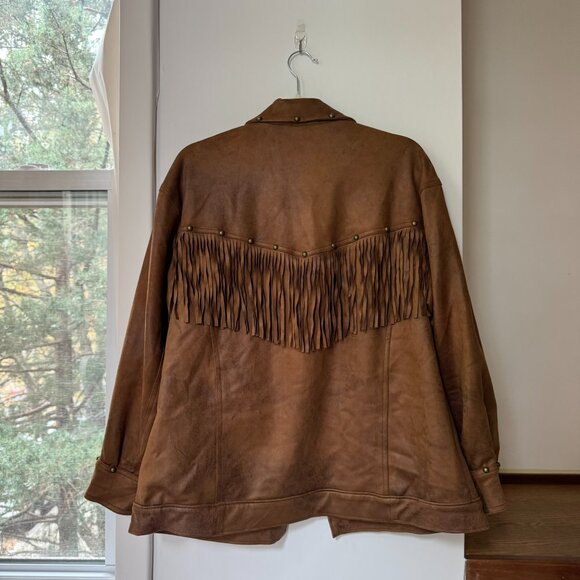 NWT Free People We The Free Knox Vegan Fringe Barn Jacket in Brown XS - Picture 14 of 16